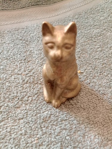 Brass cat ornament antique - cat,