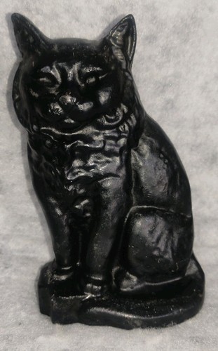 Cast iron black cat doorstop - cast,