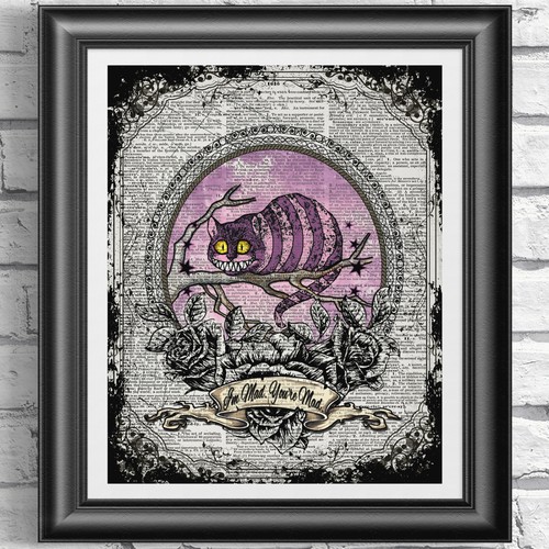 Art print antique book - on,