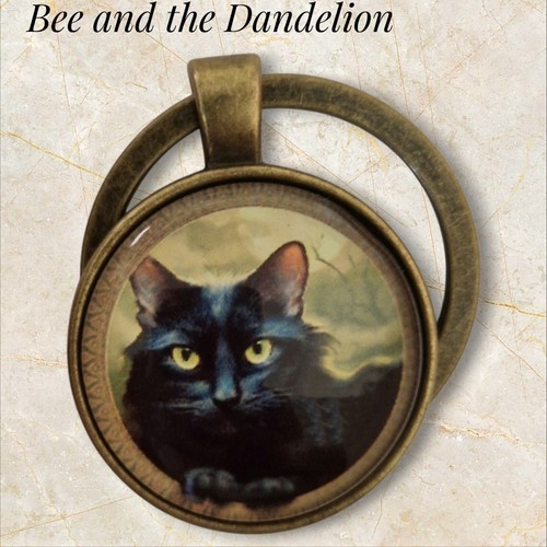 Black cat antique bronze tone - cat,