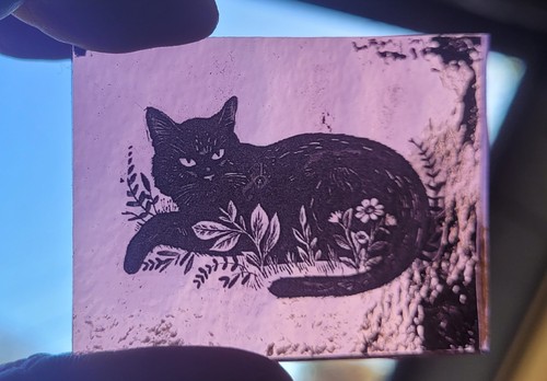 Stained glass black cat - stained,