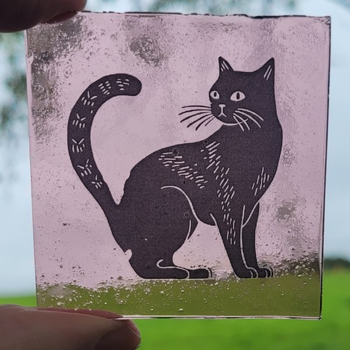 Stained glass black - black, cat