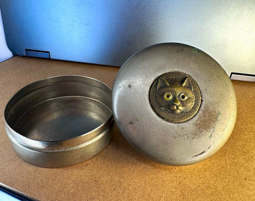 Antique edwardian cat box - cat,