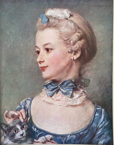 Young girl with cat - a, by