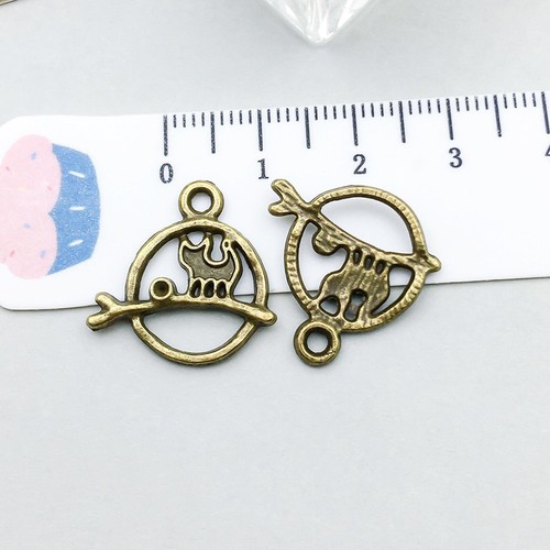 Antique bronze cat charms a - antique, on