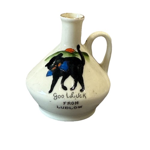 Crested black cat china vase - china,