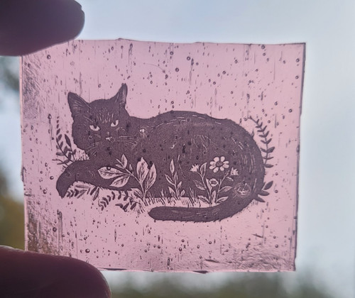 Stained glass black - black, cat