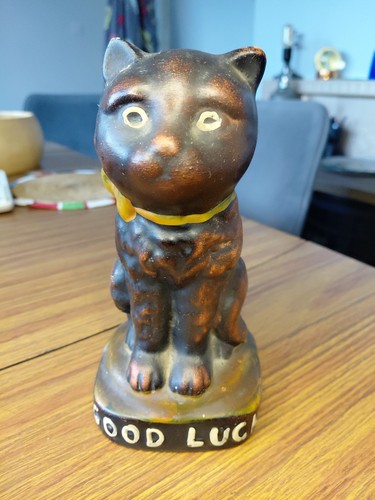 Antique red clay lucky - antique, cat.