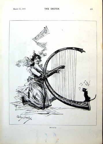Music shaped harp cat lass - harp,