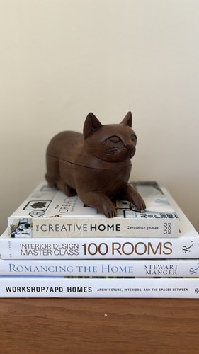 Vintage carved wood - wood, cat