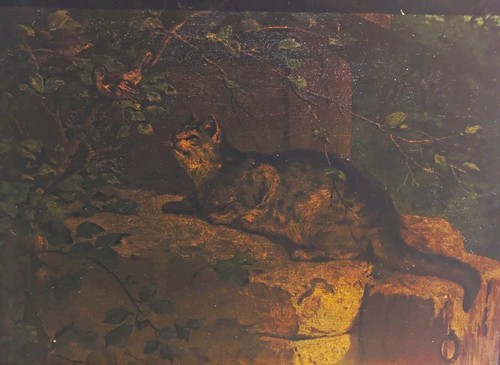 Victorian oil painting wooden - oil,