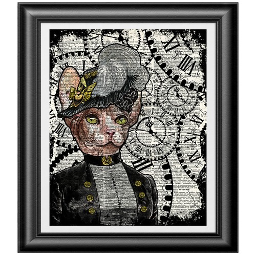 Sphynx cat art antique - on,