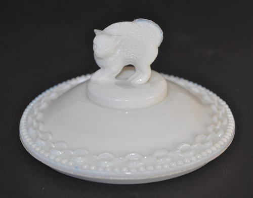 Antique cat finial glass lid - finial,